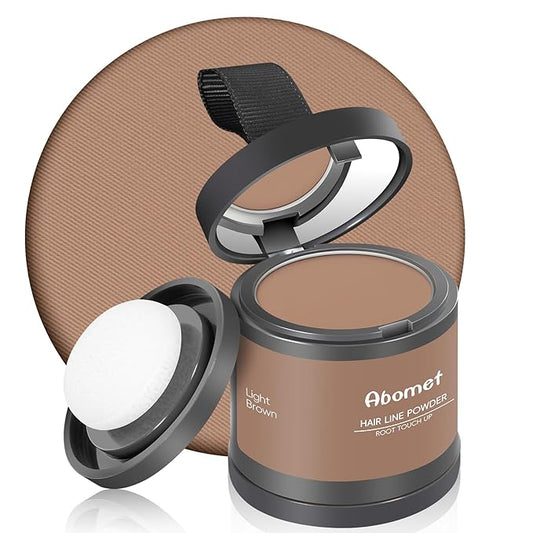 Hairline Powder Instantly Conceals Hair Loss, Root Touch Up Hair Color Powder, Hair Toppers for Women Men, Hair Fibers for Thinning Hair, Root Cover Up lasting 24 hours (Light Brown, 0.35)