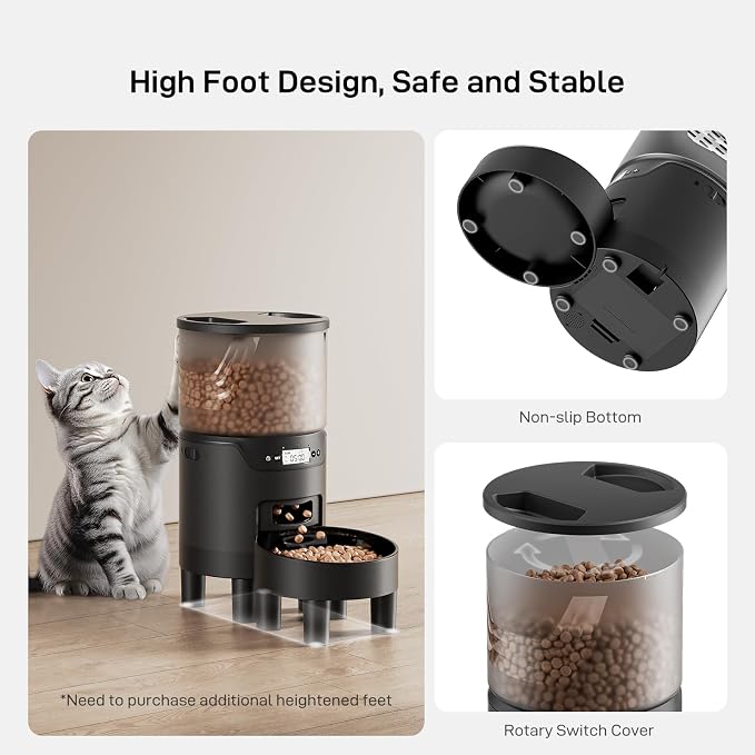IMIPAW PET Automatic Cat Feeder: 3L Auto Food Dispenser with Timed Feeding| 6 Meal Programmable& 1-20 Portion Precise Control- Easy to Clean & Setup for Cat Indoor| Desiccant Bag Keep Food Fresh