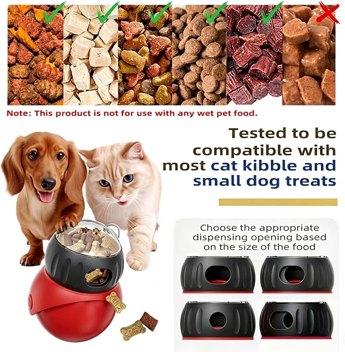 Cat Puzzle Feeder, Interactive Cat Dog Toys,Treat Dispenser(Red+Black)