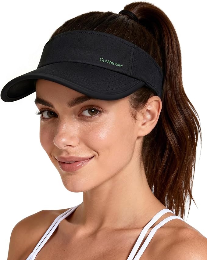 Sun Visor Hats for Women Men - Wide Brim Quick Dry Adjustable Hat | Upf 80+ Sun Protection Sport Hat, Cooling Sweatband; Breathable Quick-Dry Fabric Visors for Running, Tennis, Golf, Sports