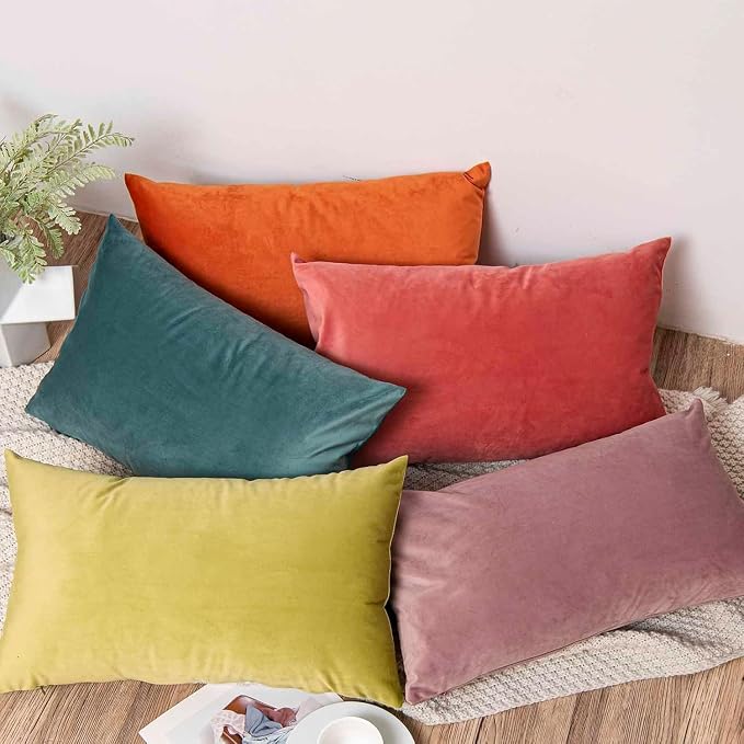 14x24 Pillow Covers Set of 2 Decorative Velvet Throw Pillow Covers,Emerald | Luxury Soft Cushion Covers with Invisible Zipper for Couch Sofa Bed Living Room Bedroom Home Decor