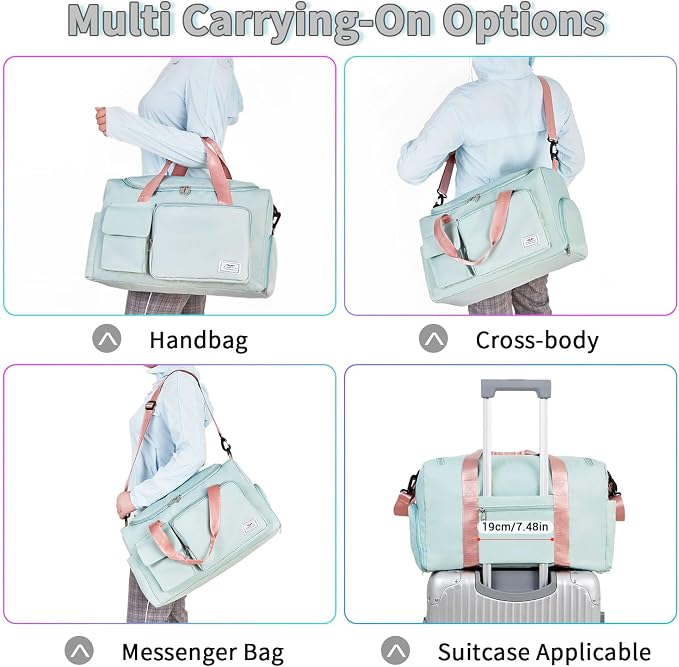 FIORETTO Women's Gym Duffle Bag with Shoes Compartment, 30L Capacity, Ideal for Travel, Gym, Sports, Duffel, Weekender