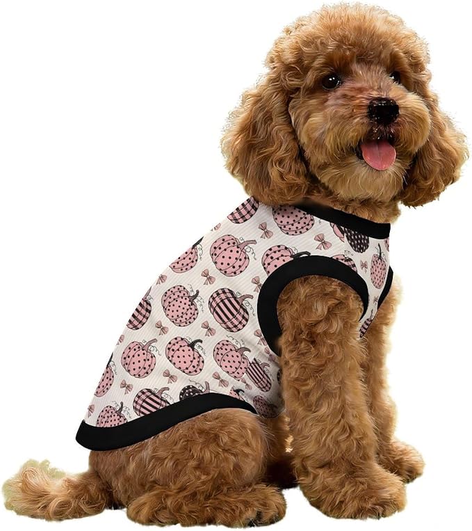 Halloween Pet Vest Pink Pumpkin Pet Shirts Small | bowknot Dog Shirt Vest cute pet Sleeveless Vests Ice Silk Dog T-Shirts holiday Dog Clothes Halloween Canine Wear