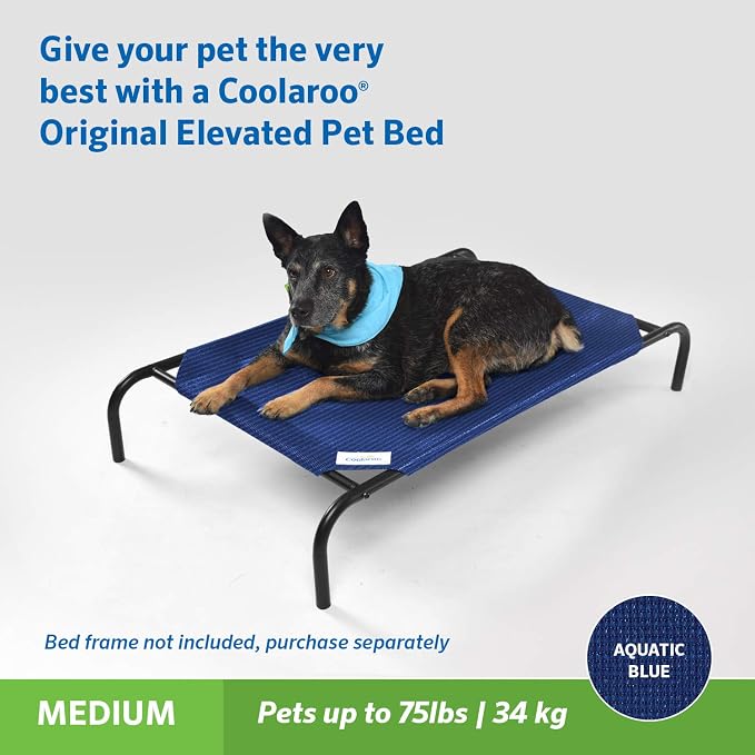 The Original Coolaroo Elevated Pet Bed Replacement Cover, Medium, Aquatic Blue