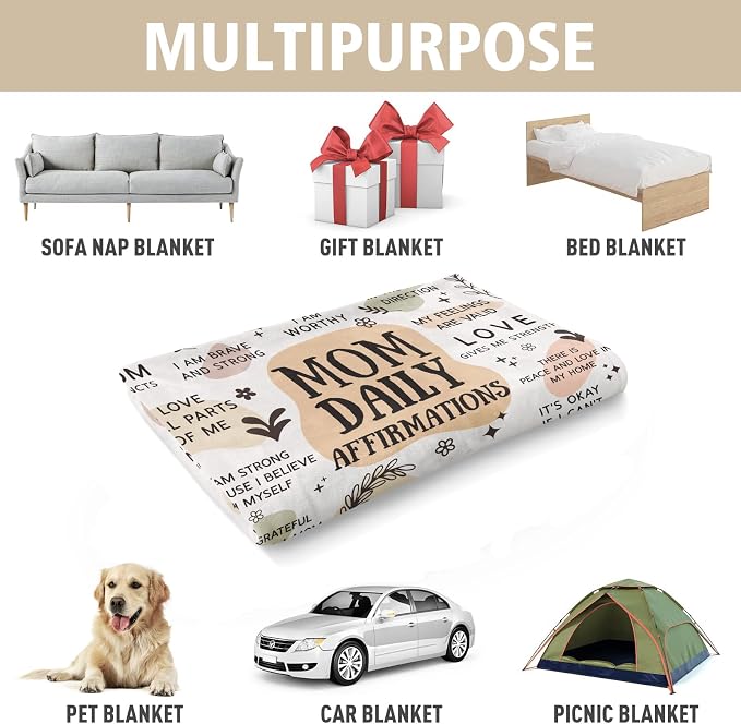 BaubleDazz New Mom Gifts Blanket, Mom Daily Affirmations(50" x 60") | Postpartum Pregnancy Gifts for First Time Moms, Mommy to Be, Mama, New Mom Essentials, Birthday Gifts for Mom