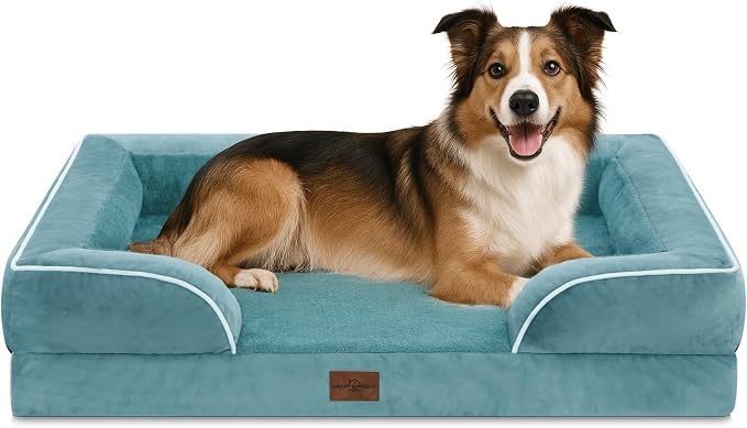 Comfort Expression Waterproof Orthopedic Dog Beds for Large Sized Dog | Supportive Egg Crate Foam Large Pet Bed with Removable Bolsters, Dog Couch with Washable Cover & Non-Slip Bottom, 38x25 Inch