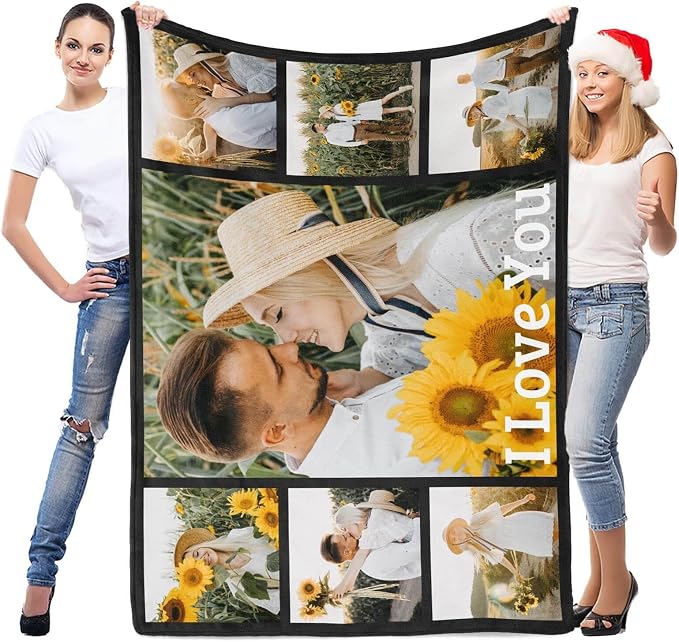 inkArts Custom Blanket with Photo, Personalized Blanket, Customized Photo Blankets, Customizable Picture Blankets, Personalized Anniversary Couple Gifts for Women Men Her Him Girlfriend Boyfriend