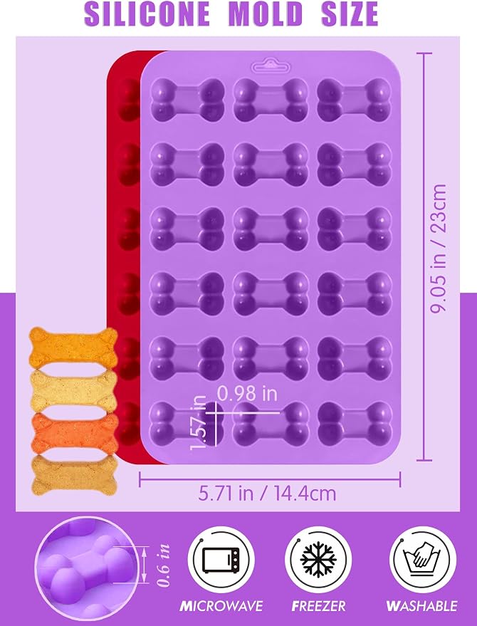 Puppy Dog Paw and Bone Silicone Molds,Non-Stick Food Grade Silicone Molds for Baking,Dog Bone Cookie Cutters for Treats - Set of 6