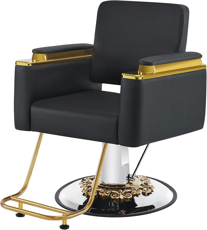 BarberPub Luxurious Salon Chair, Height Adjustable Black Salon Beauty Spa Styling Equipment, 440lbs Hydraulic Pump for Hair Stylist, Barber Shops&Beauty Salons 8633 (Black)