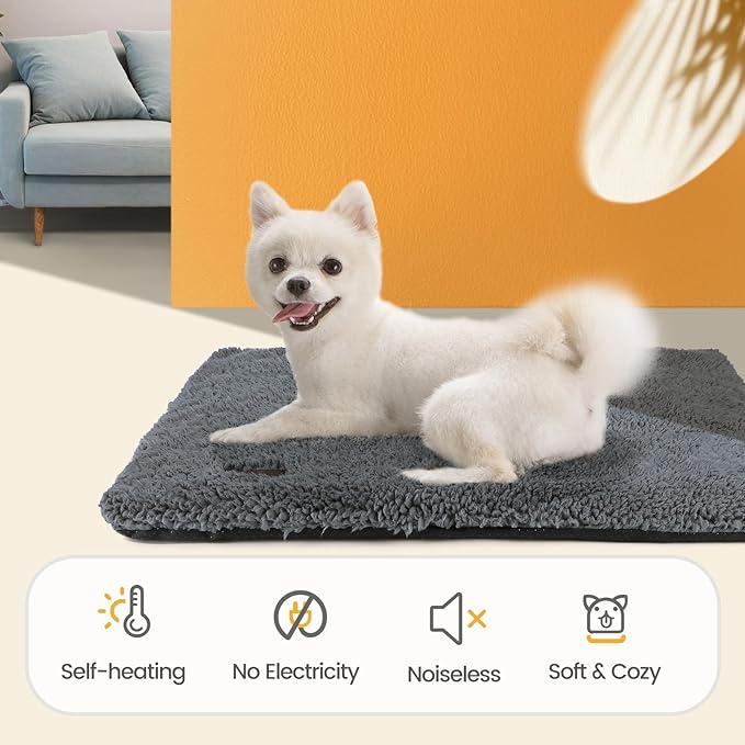 Mora Pets Self Warming Cat Bed Self Heating Cat Dog Mat Pet Pad Extra Warm | Self Heated Cat Bed for Indoor Outdoor Pet House, Removable Washable Cover, Non Slip Bottom, Crinkle-Free, No Plug, 24 x 18