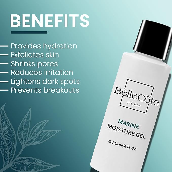BelleCôte Paris Vitamin C Face Moisturizer Gel – Lightweight Gel Moisturizer for Women with Marine Collagen – Hydrating Facial Moisturizer for Oily Skin, Pores, Wrinkles & Rosacea Treatment – 4oz