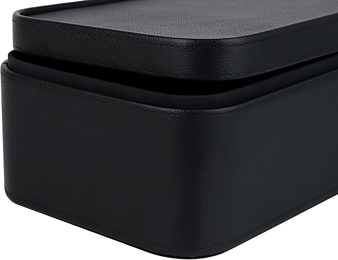HofferRuffer Faux Leather Decorative Storage Boxes, Dust proof Storage Shelf Baskets with Lids Trays, Storage Bins Memory Box Organizer for Home, Office, Jewelry & More, Set of 3 (Black)