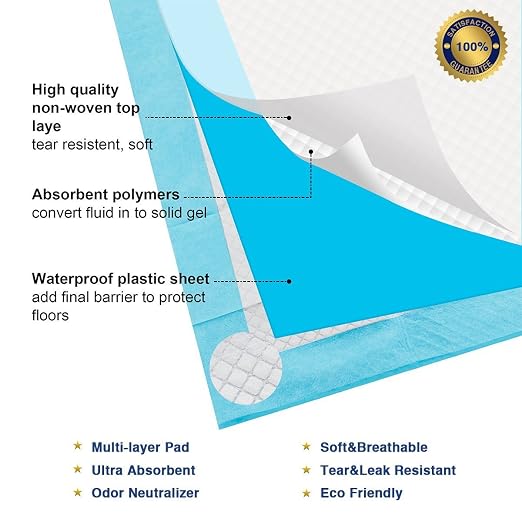 Petfamily Super-Absorbent Dog Training Potty Pee Pads Puppy Piddle Pads (100-Count)