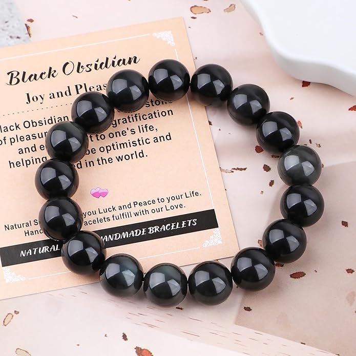 AD Beads Handmade Gemstone Stretch Elastic Bracelet Crystal Healing Reiki Nature's Beauty and Spiritual Essence Unisex