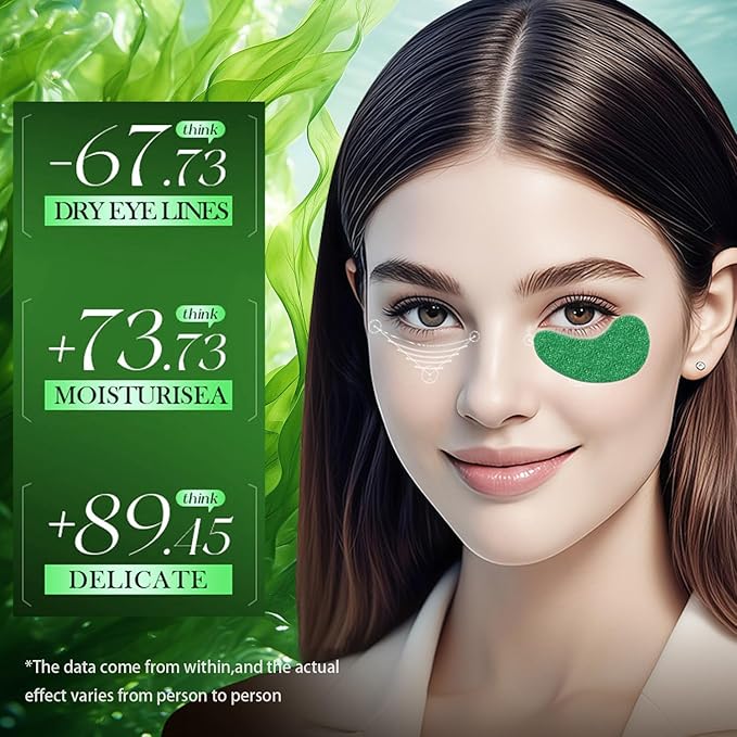 Seaweed Extract Under Eye Patches (80 Pieces) with Collagen & Hyaluronic Acid,Moisturizing Eye Mask for Dark Circle & Puffy Eyes & Bags & Wrinkles, Hydrating Under Eye Gel Mask for Fine Lines