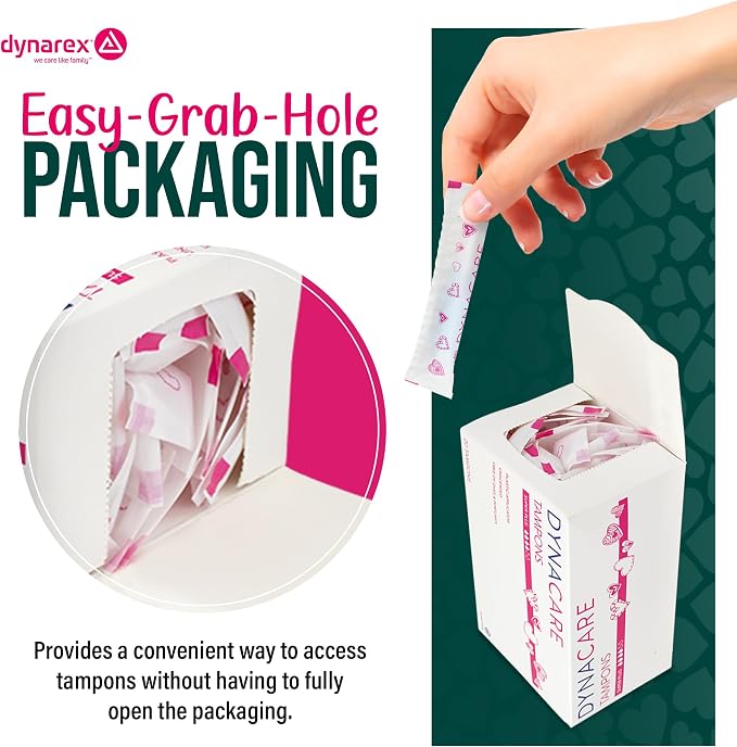 Dynarex Super Plus Tampons – Feminine Hygiene Product with Plastic Applicator – 8 Hour Protection – 1 Box of 20 Tampons