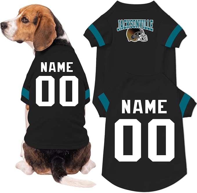 Jacksonville Dog Clothes Personalized Pet Jersey T-Shirt Custom Name Number