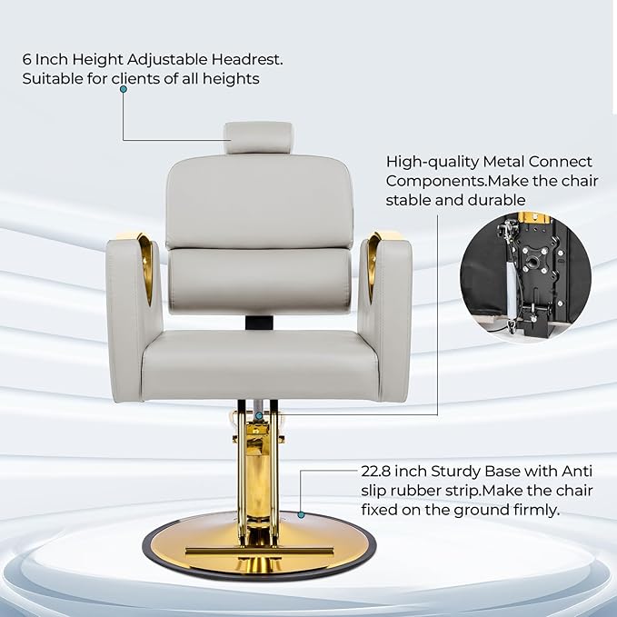 Salon Chairs for Hair Stylist Reclining Barber Chair for Barbershop 360 Swivel Hair Styling Chair with Heavy Duty Hydraulic Pump