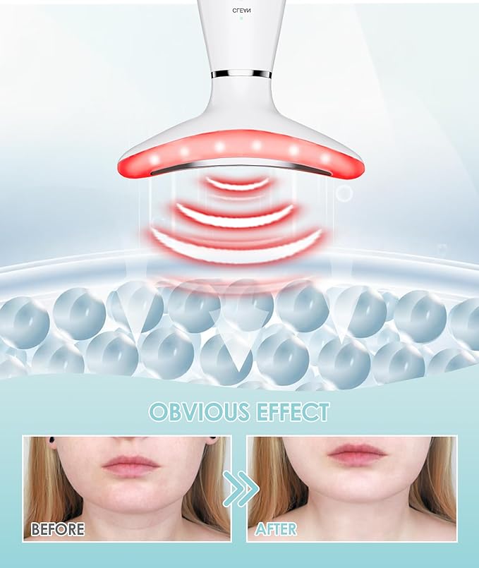 ELISHINE 7 Color Neck Face Massager - Facial Massager Tool for Skin Care at Home, Vibrating Face Massager with Thermals, Galvanic Machines White