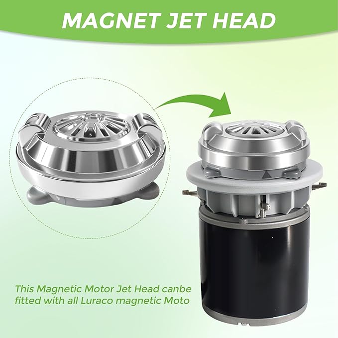 Pipeless Jet Motor Magnetic Head BF-004 Pedicure SPA Chair Part Replacement for LURACO Bathtub Jets Includes Propeller and Cap Silver