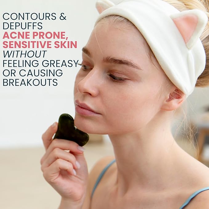 Non Greasy Gua Sha Oil for Acne Prone, Sensitive Skin - Non Comedogenic Face Oil for Guasha Massage - Lymphatic Drainage Oil for Face Contour - Fragrance Free, Natural, Lightweight, 4oz