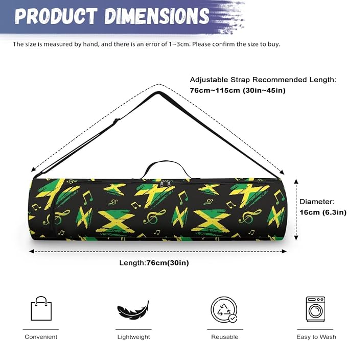 Yoga Mat Bag with Adjustable Shoulder Strap and Handle Zipper, 30in Wide x 6.3in Diameter for Yoga Mat Storage