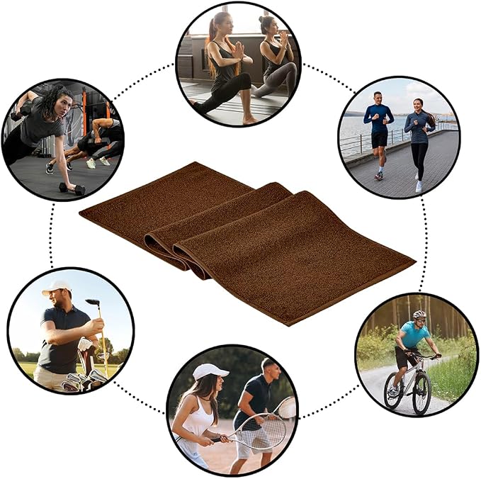 NUKURA 12” x 40” Gym Sweat Towel, 450 GSM, 100% Cotton, High Absorbency, Extra Soft & Quick Dry Workout, Yoga, Pickleball, Padel, Fitness Towel – Chocolate Brown