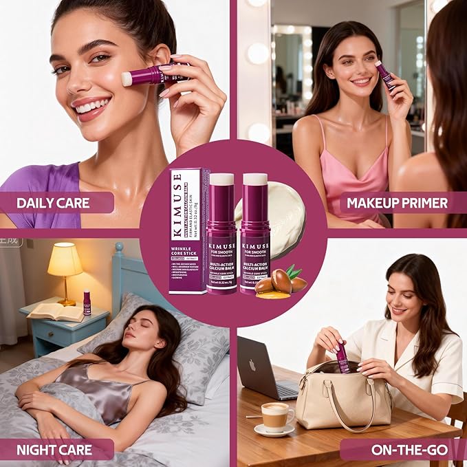 KIMUSE 2 Pack Multi-Action Calcium Balm Stick, All In One Wrinkle Bounce Multi Balm Stick Korean Skin Care, Non-Greasy, Fast-Absorbing Formula For Face & Eye