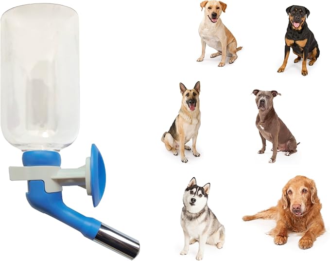 Choco Nose No-Drip Water Bottle for Large Dogs (Over 50 lb) – Leak-Proof Patented 22mm Nozzle Helps Prevent Mess & Spills, BPA Free Cage & Crate Mount Feeder for Kennels, 16.9 fl oz (C570)