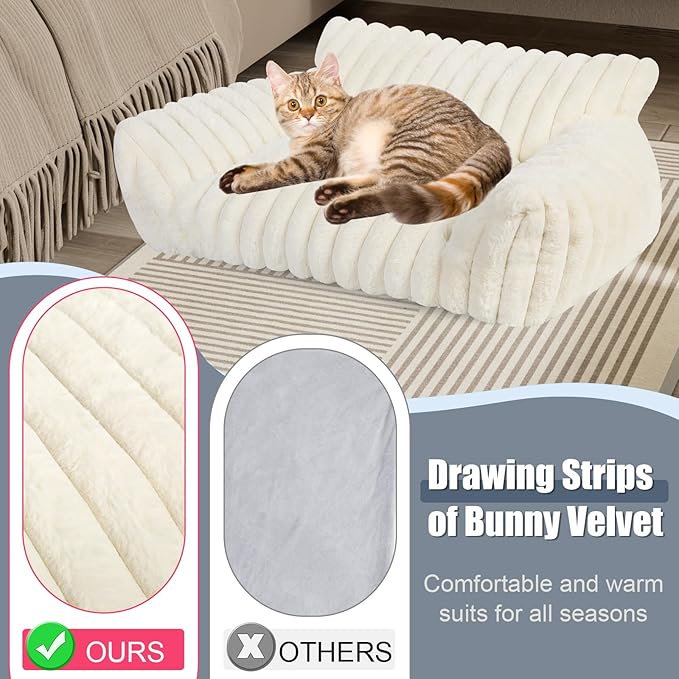 Dog Beds for Small Dogs,Cat Dog Couch Bed for Indoor Cats, Dog Sofa,M,White | Dog Couch Bed with Removable Washable Cover,Cute Fluffy Pet Sofa Cat Couch Bed,Washable Dog Bed Medium Large Size Dog