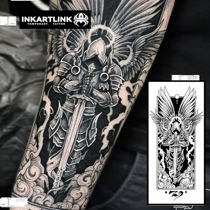 INKARTLINK Semi Permanent Temporary Tattoos, Realistic Tattoos, Tattoos for Cool Boys, Waterproof and Non-reflective, Exquisite Packaging, Unique Design (Angel Comes)