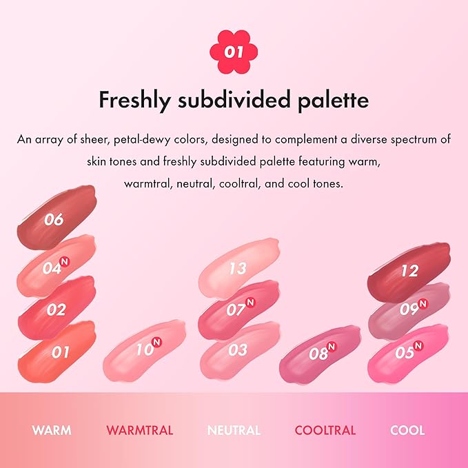 Amuse SEOUL Daisy Flower Dew Tint 05 STRAWBERRY | 35% High-moisture Water Tint, Long-lasting, Vitamin E Acetate, Moisturizing, No Peel Off, Lip Treatment, Non Sticky, Korean Lip Tint for Dry Lips