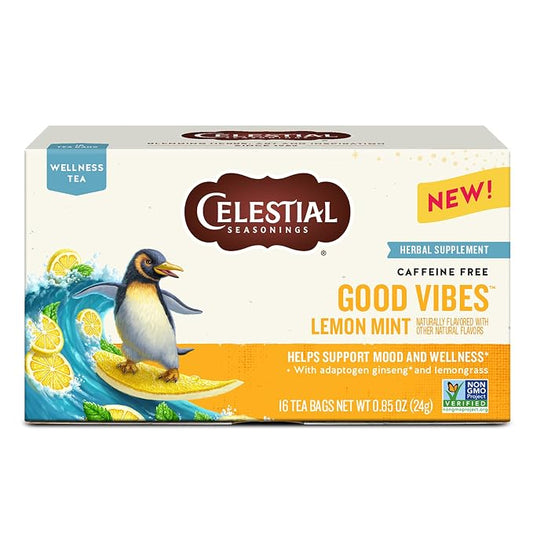 Celestial Seasonings Good Vibes Lemon Mint Tea, 16 Tea Bags
