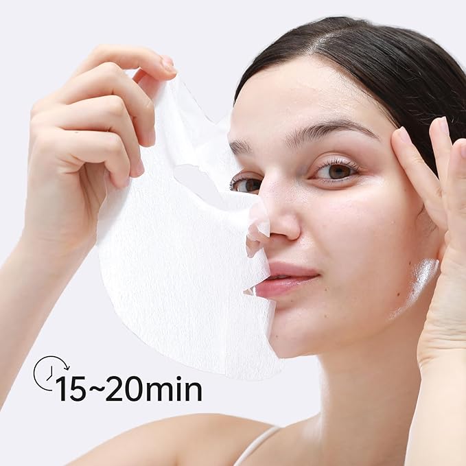+WIS+ Hyaluronic Acid Face Mask 24 EA with Hyaluronic Acid Serum and Vitamin B5, Hydrating Facial Mask for Dry Skin, Anti-Aging Mask to Plump and Repair Dehydrated Skin, Safe on Sensitive Skin