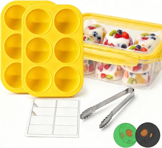 BABORUI Popsicles Molds Kit for Woof Pupsicle Large 25-75lbs, 12 Cavities Silicone Dog Treat Molds with Container Tong for Making Frozen Refill Pops Treats (L)