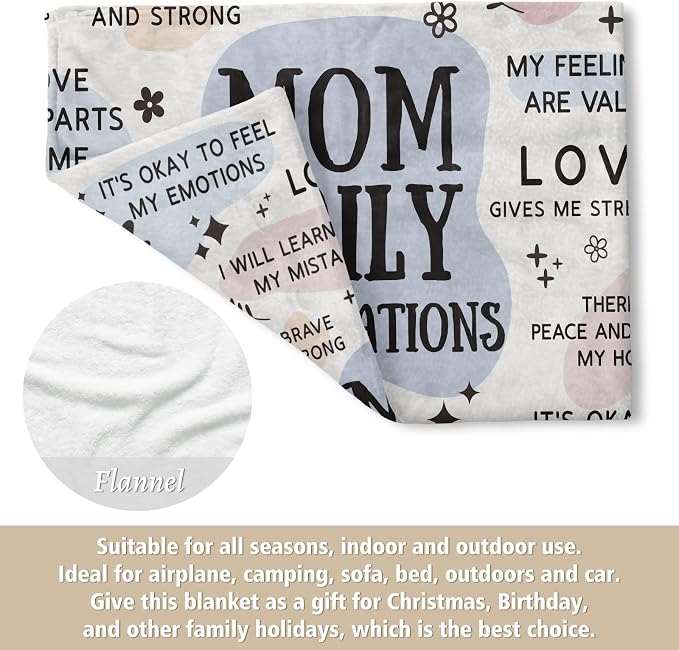 BaubleDazz New Mom Gifts Blanket, Mom Daily Affirmations(50" x 60") | Postpartum Pregnancy Gifts for First Time Moms, Mommy to Be, Mama, New Mom Essentials, Birthday Gifts for Mom