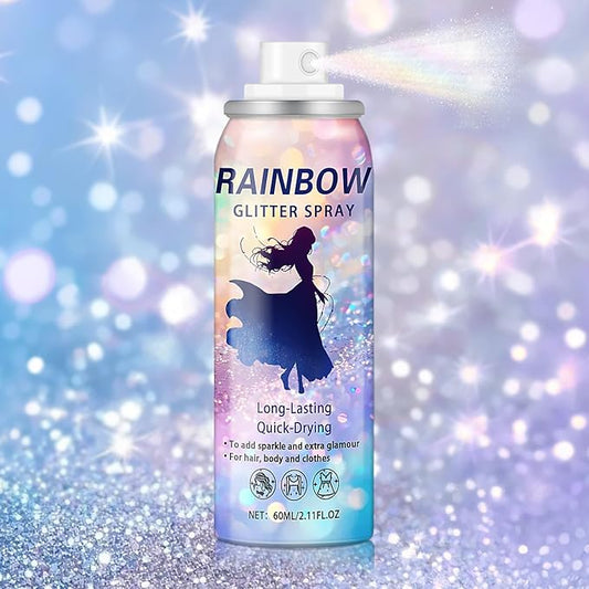 AWCCXMYM Body Glitter Spray Temporary Sparkle Glitter Spray for Hair and Body Long-Lasting and Quick-Drying Shiny Hairspray for Christmas Festival Concert Party Rave Accessories 2.11 Fl Oz