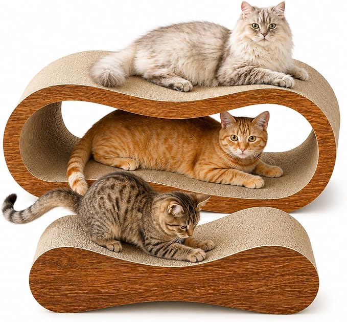 Simple Deluxe 2 In1 Cardboard Cat Scratcher,Large Scratching Board for Scraching & Napping, 100% Recyclable & Reversible Horizontal Scratch Pad Couch Lounger for Cats, 27.56 x9.45 x8.86 inch