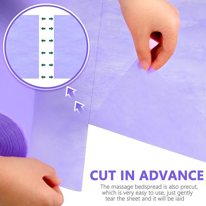 Tudomro 2 Rolls Disposable Non Woven Bed Sheets 24 x 71 Inch Massage Table Paper Covers Non Woven Fabric Massage Sheets Waterproof Spa Breathable Bed Cover for Beauty Salon (Purple)