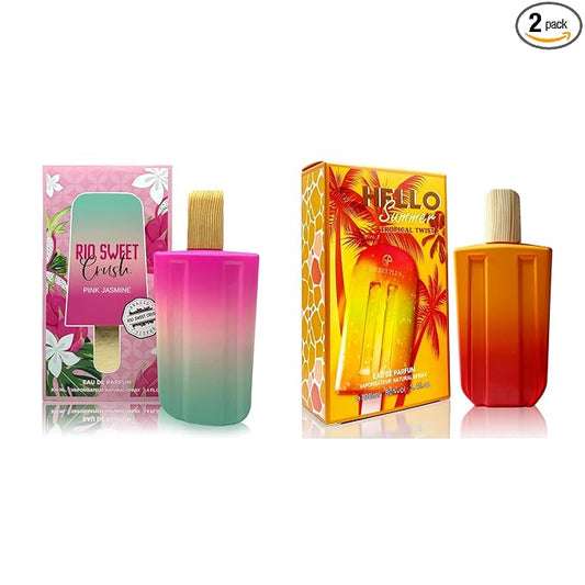 A CENTER 2PCS Perfume Set for Women - Floral Fragrance Gift Set with Vanilla,Sweet Fruity, Eau De Parfume| 3.4 Fl Oz Each Women's Cologne(RioJasmine&Hello Summer Tropical)