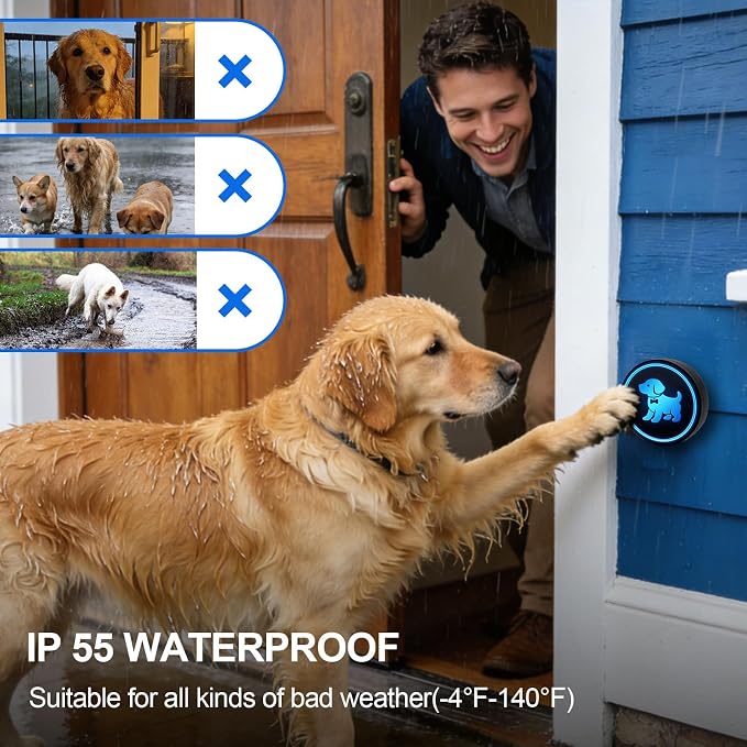 Dog Door Bell (2026 Wireless Receiver with Numeric Display) for Potty Training, Wireless Dog Doorbells to Go Outside, 1000 Feet Long Range, IP65 Waterproof, 60 Melodies & Adjustable Volume (2 Buttons)