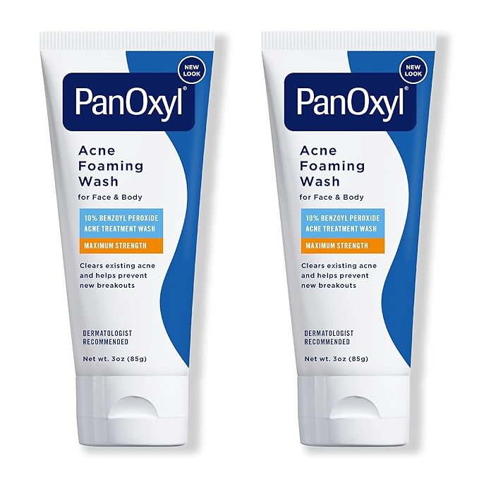 PanOxyl Acne Foaming Wash Benzoyl Peroxide 10% Maximum Strength Antimicrobial, 3 Oz, Pack of 2
