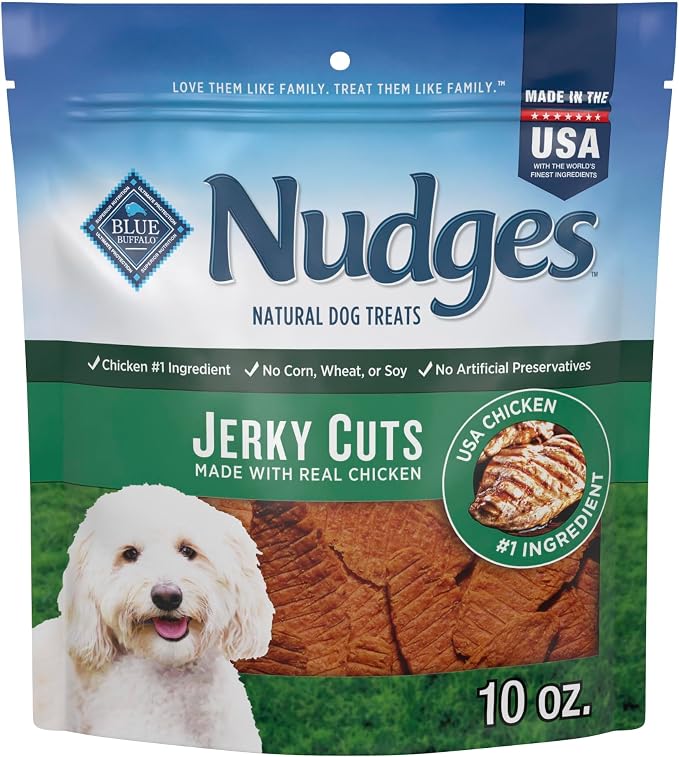 Blue Buffalo Nudges Jerky Cuts Chicken Dog Treats, 10 oz | Real Chicken First, Made in the USA, No Artificial Preservatives, Corn, Wheat, or Soy