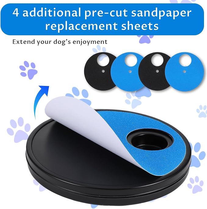 Grevosea Dog Nail Scratch Board, 3 in 1 Dog Scratch Board Rotatable Round Pad for Nails with Treat Box Dogs Nail File Toy Scratching Boards for Dogs Shorten Dog’s Side Nails Easier