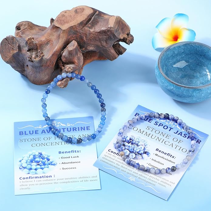 NCB 2.3-Piece 4mm Natural Crystal Gemstone Stretch Bracelets – Handmade Reiki Energy Healing Jewelry for Meditation,Yoga, Unisex