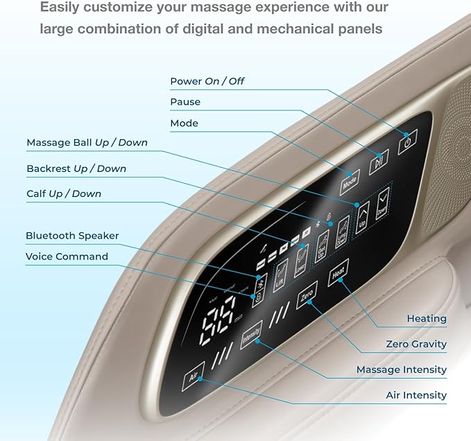 AmaMedic 3D Astoria | Full Body Massage Chair l Intelligent Voice Control | Touchscreen Controller | Heating Therapy l Zero Gravity Reclining l Bluetooth Speakers (Brown)