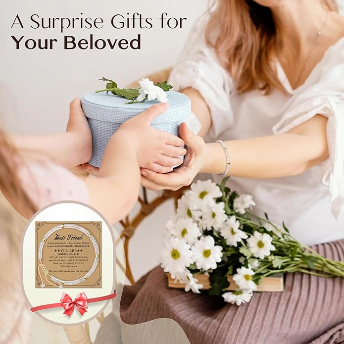 Inspirational Gifts Bracelets for Women: Valentines Mothers Day Birthday Gifts for Women Friends Sister Mom - Healing Natural Stone Beads Bracelets Thinking of you Get Well Soon Gift for Women