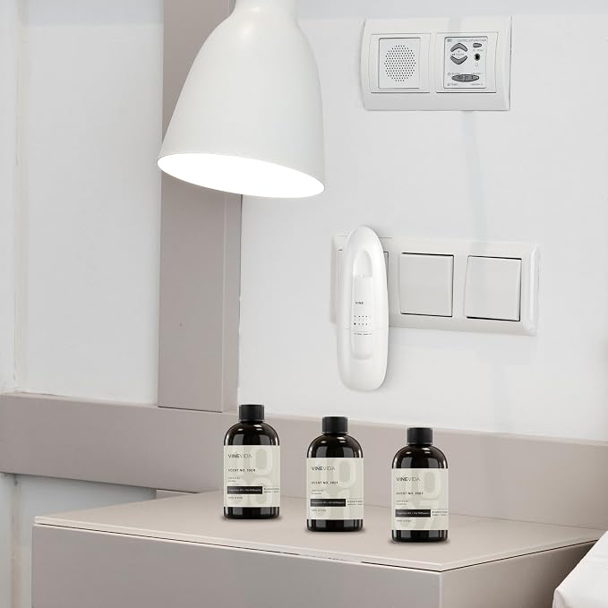 VINEVIDA Studio Waterless Diffuser and 3 Hotel Fragrance Oils - Essential Oil Diffuser for Home - Room Fragrance Air Diffuser [White Aroma Diffuser]