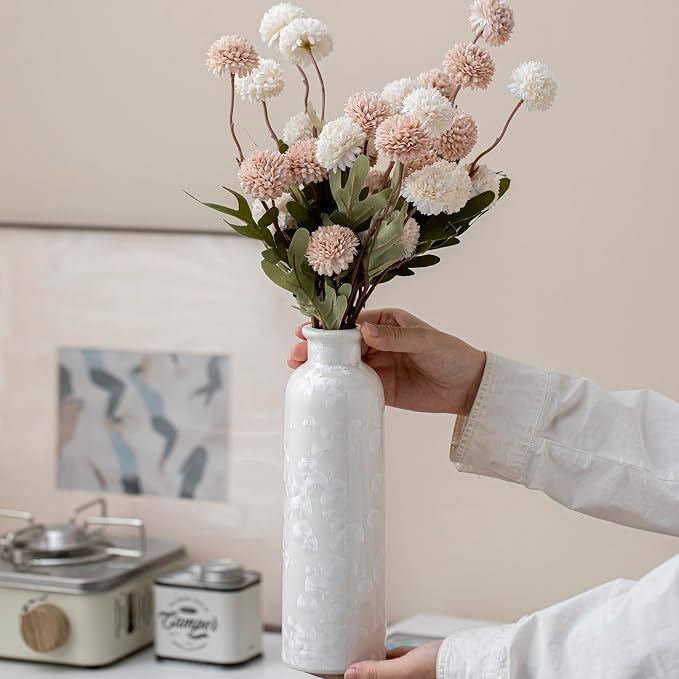 Modern Ceramic Vase Set of 3, White Crystalline Glaze Colors, Decorative Bottles for Home, Farmhouse Rustic Decor Housewarming Gifts, Wedding Gifts, Birthday Gifts for Women(Crystalline Glaze White)