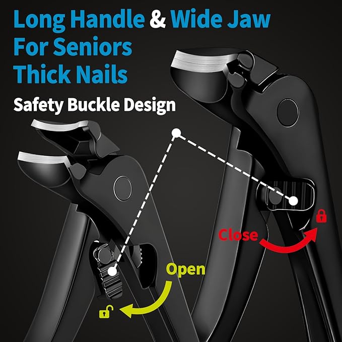 Long Handled Toenail Clippers for Seniors, Long Reach Angled Curved Blade Toenail Clippers for Thick Toenails, Heavy Duty Toe Nail Clippers for Elderly, Men, Women
